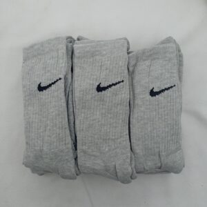 Medias 3/4 Toalla Nike Gris Melange Claro Logo Negro