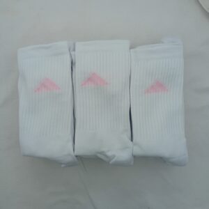 Medias 3/4 Adidas Piramide Blanco Logo Rosa