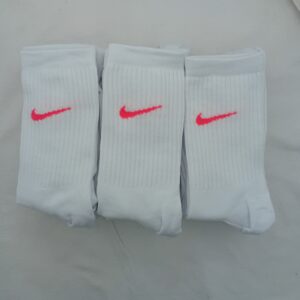 Medias 3/4 Nike Blanco Logo Rosa