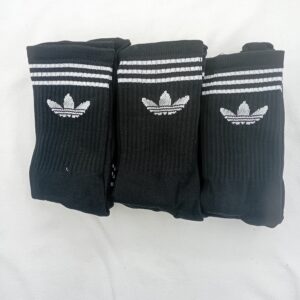 Medias 3/4 Adidas Retro 3 lineas Negro Logo Blanco